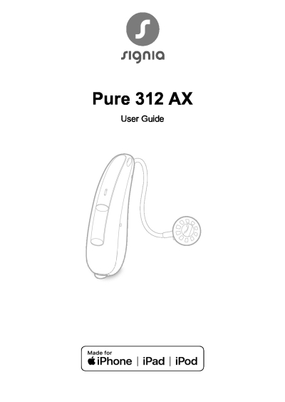 Pure 312 AX User Guide - Signia Pure 312 AX