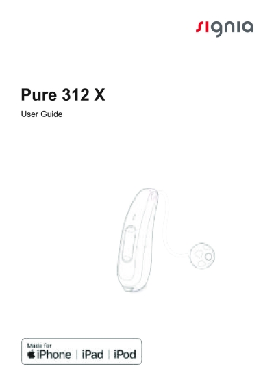 Pure 312 X User Guide - Signia Pure 312 X