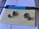 Titanium grey sRIC 330 hearing aids laying on table