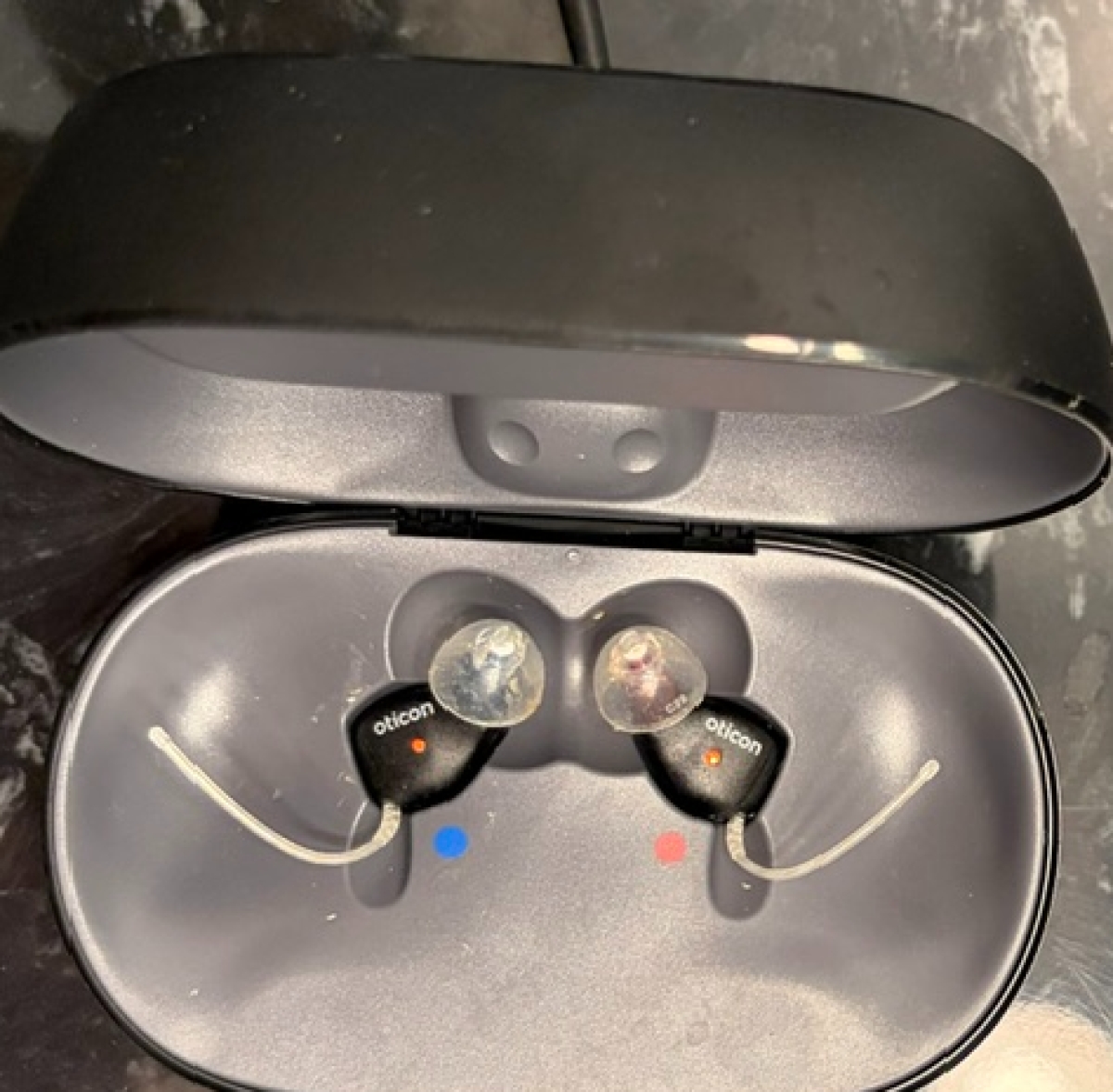 pair of oticon zeal in charger