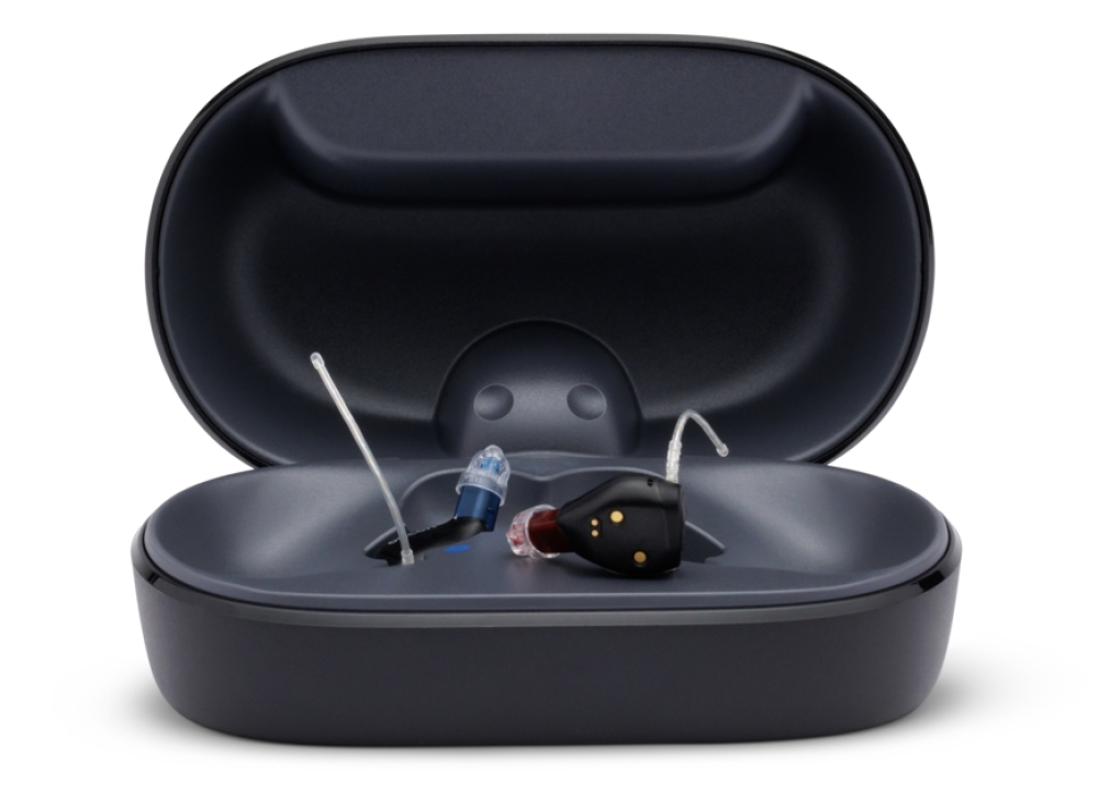 oticon zeal devices sitting in the charger